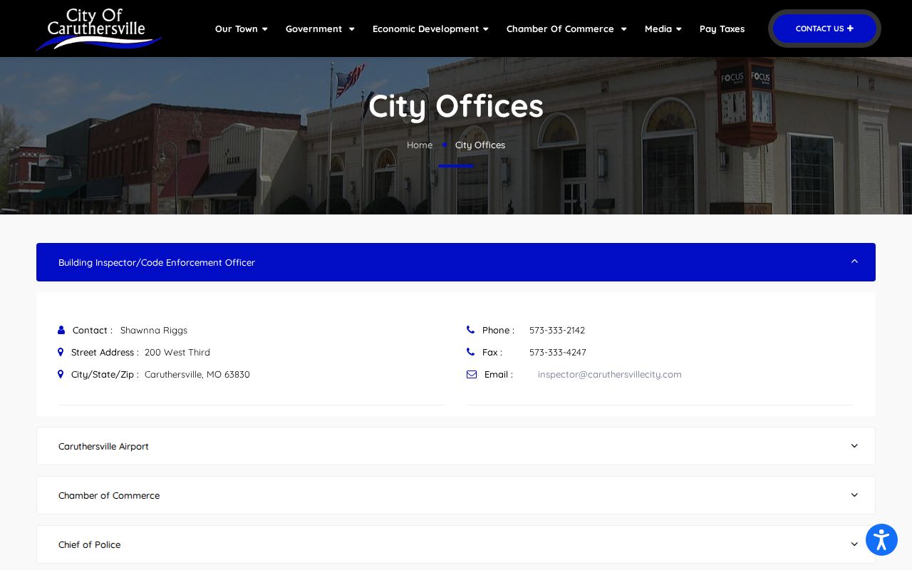 Caruthersville Police Department arrest-record contact page