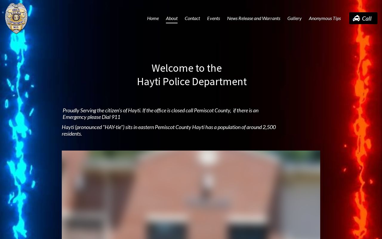 Hayti Police Department arrest-report request contact page